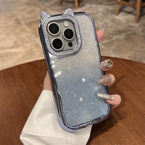 KTUCN Niedliche Cartoon-Plattierung Bling Glitter Diamond Handyhülle für iPhone 15 14 13 12 16 Pro Max Stoßfeste Farbverlaufsabdeckung, Blau, Für iPhone 12 von KTUCN