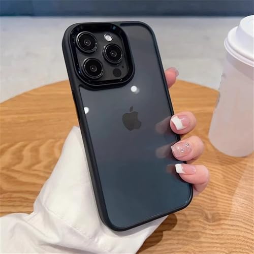 KTUCN Transparente Handyhülle für iPhone 11 12 13 14 15 16 Pro Max Plus, durchsichtige, stoßfeste Stoßstangenhülle, Schwarz, für iPhone 15 von KTUCN