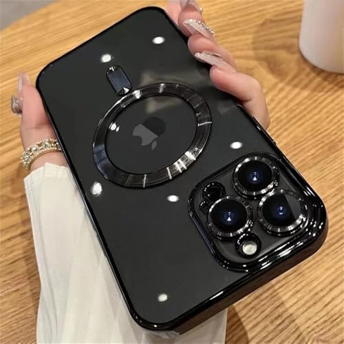 KTUCN Transparente Hülle zum kabellosen Laden für iPhone 16 15 14 13 12 11 Pro Max X XR XS Plus Softcover, Schwarz, Für iPhone 16 von KTUCN