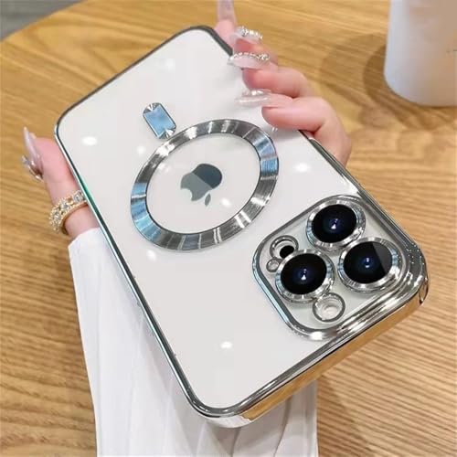 KTUCN Transparente Hülle zum kabellosen Laden für iPhone 16 15 14 13 12 11 Pro Max X XR XS Plus Softcover, Silber, für iPhone XS Max von KTUCN