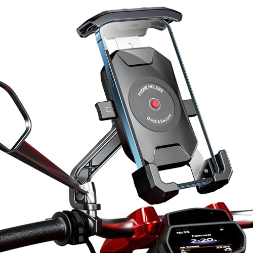 KTUEOV Motorrad Handyhalterung, 360° Drehbar Handy Motorrad Halterung Anti-Shake Smartphone Halterung Motorrad Spiegel Roller Handyhalter für 4-7 Zoll Smartphone von KTUEOV