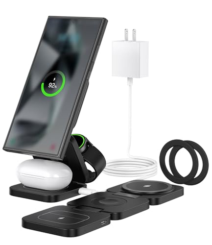 KU XIU Wireless Charger for Samsung, Foldable 3 in 1 Wireless Charging Station for Samsung S25 Ultra S24 S23 S22 Note 20 Z Fold Flip 6 5, Magnetic Travel Charger Stand for Galaxy Watch, Galaxy Buds KU XIU Wireless Charger for Samsung, Foldable 3 in 1 Wireless Charging Station for Samsung S25 Ultra S24 S23 S22 Note 20 Z Fold Flip 6 5, Magnetic Travel Charger Stand for Galaxy Watch, Galaxy Buds von KU XIU