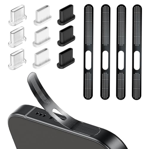 13-teiliges Set USB C Staubschutzstecker und Telefon-Lautsprecherabdeckung, Anti-Staub USB C Anschlussabdeckung, Staubschutz für den Ladeanschluss, Handyzubehör Anwendbar auf iPhone 16/15 Serie von KUAJTUN