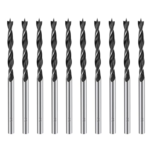 Holzbohrer 3mm 10Pcs Holzschlangenbohrer Metall & HSS Holzspiralbohrer Professional Holzbearbeitungbohrer für Hartholz, Sperrholz, Kunststoff – Bohrerset für DIY, Tischbohrmaschine von KUAJTUN