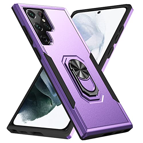 KUAWEI Coque Samsung S22 Ultra 5G, S22 Ultra 5G Hülle, Dual Layer Militärischer Schutz Handyhülle Mit Ständer Funktion und Auto Halterung Funktion für Samsung S22 Ultra 5G 6.8" (Violet) von KUAWEI