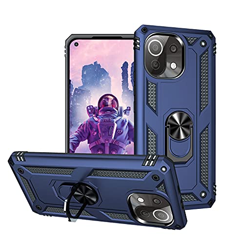 KUAWEI Handyhülle für XiaoMi 11 Lite 5G Hülle mit 360° Drehbarer Magnet Ständer,Military Grade Outdoor Schutzhülle Stoßfeste Case Bumper Cover für XiaoMi 11 Lite Blau von KUAWEI