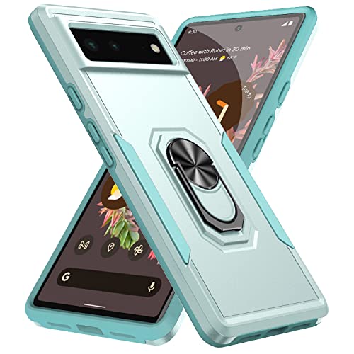 KUAWEI Hülle für Google Pixel 6 - 360 Grad Ring Halter Mit Ständer und Auto Halterung Funktion (Grün) von KUAWEI