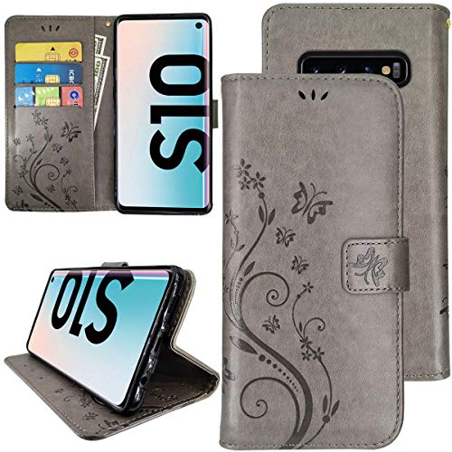 KUAWEI Schutzhülle für Samsung Galaxy S10, Leder, Galaxy S10, Flip Cover für Samsung S10 6,1 Zoll (15,4 cm), mit Standfunktion und Kartenschlitz, Brieftasche, Mehrzweck-Schutzhülle mit Rundumschutz von KUAWEI