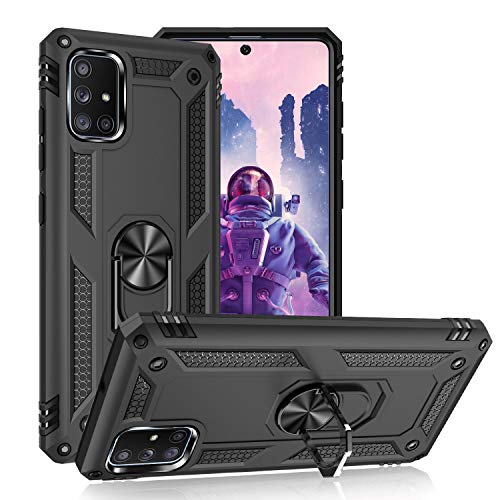 KUAWEI für Samsung Galaxy S10 Lite Hülle,M80S Hülle,A91 Hülle, 360 Grad Ring Halter Handy Hüllen Cover Mit Ständer Funktion und Auto Halterung Funktion für Samsung S10 Lite/A91/M80S 6.7" (Schwarz) von KUAWEI