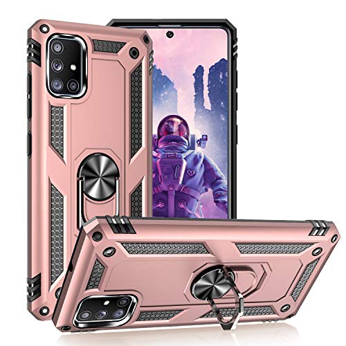 KUAWEI für Samsung Galaxy S10 Lite Hülle,M80S Hülle,A91 Hülle,Dual Layer Militärischer Schutz Handyhülle Mit Ständer Funktion und Auto Halterung Funktion für S10 Lite/A91/M80S 6.7" (Rosegold) von KUAWEI