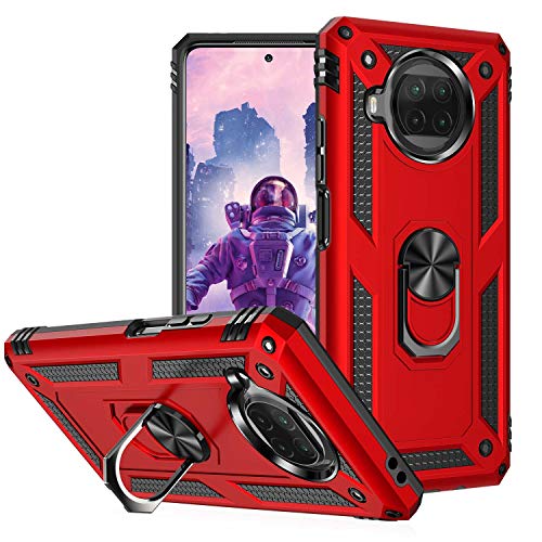 KUAWEI für Xiaomi Mi 10T Lite 5G Hülle,Dual Layer Militärischer Schutz Handyhülle Mit Ständer Funktion und Auto Halterung Funktion für Mi 10T Lite 5G 6.67" (Rot) von KUAWEI