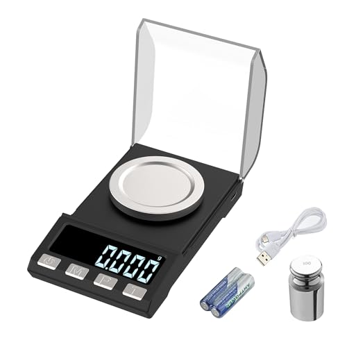 KUBEI 100g/0.001g USB Aufladen Milligramm Waage,Feinwaage Mini-Hochpräzise Grammwaage Digitalwaage Briefwaage Goldwaage Feinwaage, Schmuckwaage mit Kalibriergewichte, Pinzetten von KUBEI