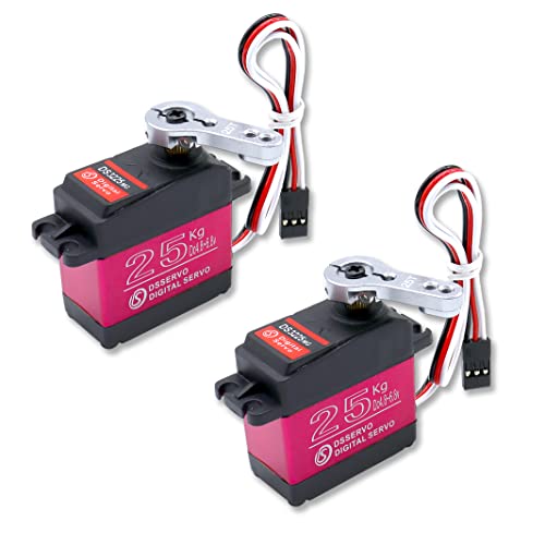 KUBOWAI 25kg Digital Servo, Full Metal Gear Wasserdichter Servomotor mit hohem Drehmoment, Lenkwinkel 270°, geeignet für RC Traxxas HSP RC Auto Flugzeug Schiff Roboter DIY (2 Stück) von KUBOWAI