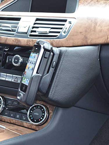 KUDA Handyhalterung passend für Mercedes Benz CLS ab 01/2011 & ab 2015 - Telefonkonsole für Smartphones, Handy, Navi, und mehr – Echtlederkonsole, schwarz, 091880 von KUDA