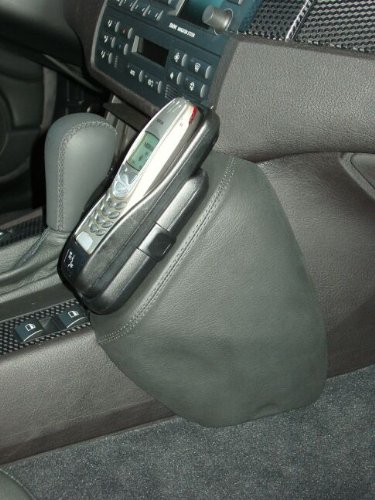 KUDA Handyhalterung passend für BMW 3er(E46) ab 05/98 + Compact 06/01 - Telefonkonsole für Smartphones, Handys, Navi und mehr – Kunstlederkonsole, schwarz, 092105 von KUDA