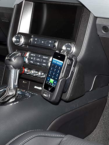 KUDA Handyhalterung passend für Ford Mustang ab 2015 - Telefonkonsole für Smartphones, Handy, Navi und mehr - Echtlederkonsole, schwarz, 095990 von KUDA