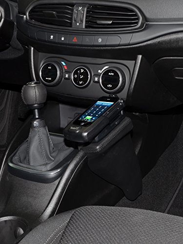 KUDA Handyhalterung passend für FIAT Tipo ab 2016 - Telefonkonsole für Smartphones, Handys, Navi und mehr – Kunstlederkonsole, schwarz, 2405 von KUDA