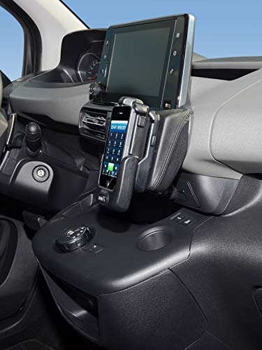 KUDA Handyhalterung passend für Opel Combo, Citroen Berlingo, Peugeot Rifter ab 2018 - Telefonkonsole für Smartphones, Handy, Navi und mehr - Kunstlederkonsole, Schwarz, 3405 von KUDA