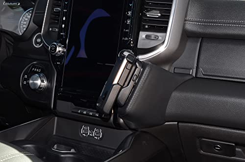 KUDA Handyhalterung passend für Dodge RAM 1500 ab 2018 - Telefonkonsole für Smartphones, Handy, Navi und mehr - Kunstlederkonsole, Schwarz, 3915 von KUDA