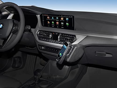 KUDA Handyhalterung passend für BMW 1er (F40) ab 2019 - Telefonkonsole für Smartphones, Handy, Navi und mehr - Lederkonsole, Schwarz, 3830 von KUDA