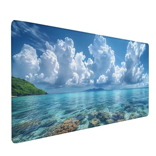 Blau Mousepad XXL, Himmel Mauspad Groß 700x400 mm, Schreibtischunterlage mit Vernähten Kanten, Wasserdicht Rutschfest Spezielle Oberfläche Mouse Pad, Mauspads für Zimmer Deko Gaming Zubehör 0-1017 Blau Mousepad XXL, Himmel Mauspad Groß 700x400 mm, Schreibtischunterlage mit Vernähten Kanten, Wasserdicht Rutschfest Spezielle Oberfläche Mouse Pad, Mauspads für Zimmer Deko Gaming Zubehör 0-1017 von KUEAJIOU