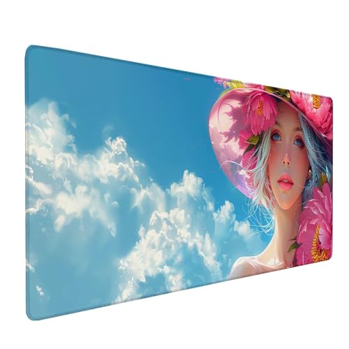 Blau Mousepad XXL 1200x600 mm, Frau Mousepad Gaming, Schreibtischunterlage mit Rutschfeste Gummibasis, Mouse Pad Verbessert Geschwindigkeit und Präzision, Desk Mat für Gaming Zubehör, Geschenke 0-4237 von KUEAJIOU