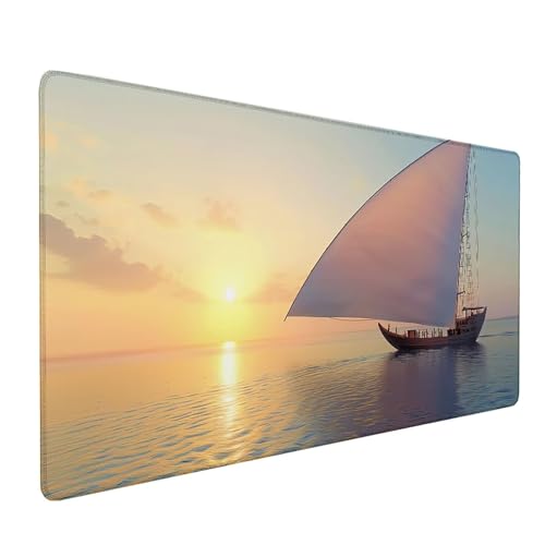 Gelb Mousepad XXL 800x400 mm, Landschaft Mousepad Gaming, Schreibtischunterlage mit rutschfeste Gummibasis, Mouse Pad Verbessert Geschwindigkeit und Präzision, Desk Mat für Gaming Zubehör K-5672 von KUEAJIOU