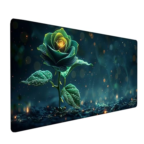 Grau Mousepad XXL, Blume Mauspad Groß 900x300 mm, Schreibtischunterlage mit Vernähten Kanten, Wasserdicht Rutschfest Spezielle Oberfläche Mouse Pad, Mauspads für Zimmer Deko Gaming Zubehör C-4772 von KUEAJIOU