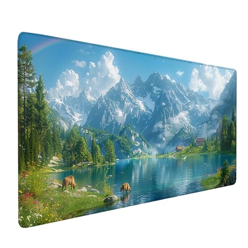 GrüN Mousepad XXL, Landschaft Mauspad Groß 800x300 mm, Schreibtischunterlage mit Vernähten Kanten, Wasserdicht Rutschfest Spezielle Oberfläche Mouse Pad, Mauspads für Zimmer Deko Gaming Zubehör 2-9842 GrüN Mousepad XXL, Landschaft Mauspad Groß 800x300 mm, Schreibtischunterlage mit Vernähten Kanten, Wasserdicht Rutschfest Spezielle Oberfläche Mouse Pad, Mauspads für Zimmer Deko Gaming Zubehör 2-9842 von KUEAJIOU