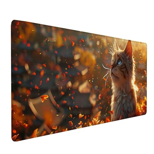 GrüN Mousepad XXL 1000x400 mm, Katze Mousepad Gaming, Schreibtischunterlage mit rutschfeste Gummibasis, Mouse Pad Verbessert Geschwindigkeit und Präzision, Desk Mat für Gaming Zubehör O-5346 von KUEAJIOU