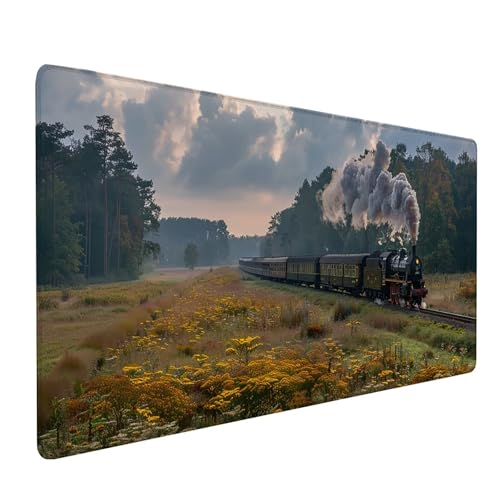 GrüN Mousepad XXL 1000x400 mm, Landschaft Mousepad Gaming, Schreibtischunterlage mit rutschfeste Gummibasis, Mouse Pad Verbessert Geschwindigkeit und Präzision, Desk Mat für Gaming Zubehör N-6089 von KUEAJIOU