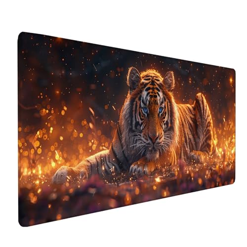 GrüN Mousepad XXL 1000x400 mm, Tiger Mousepad Gaming, Schreibtischunterlage mit rutschfeste Gummibasis, Mouse Pad Verbessert Geschwindigkeit und Präzision, Desk Mat für Gaming Zubehör M-8558 von KUEAJIOU