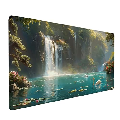 GrüN Mousepad XXL 600x300 mm, Landschaft Mousepad Gaming, Schreibtischunterlage mit rutschfeste Gummibasis, Mouse Pad Verbessert Geschwindigkeit und Präzision, Desk Mat für Gaming Zubehör R-4068 von KUEAJIOU