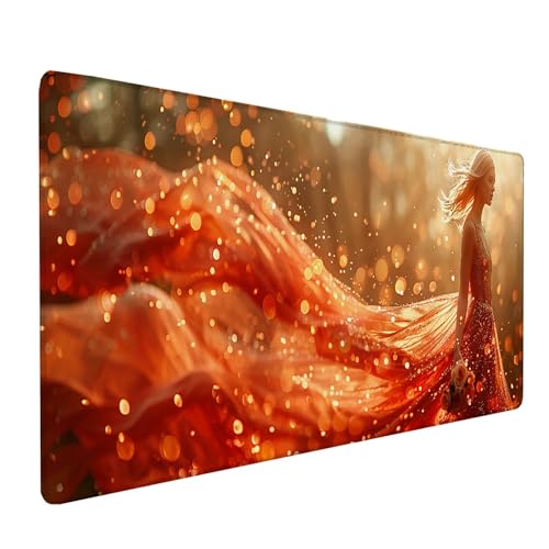 Rot Mousepad XXL 800x300 mm, Frau Mousepad Gaming, Schreibtischunterlage mit rutschfeste Gummibasis, Mouse Pad Verbessert Geschwindigkeit und Präzision, Desk Mat für Gaming Zubehör, Geschenke 3-8419 von KUEAJIOU
