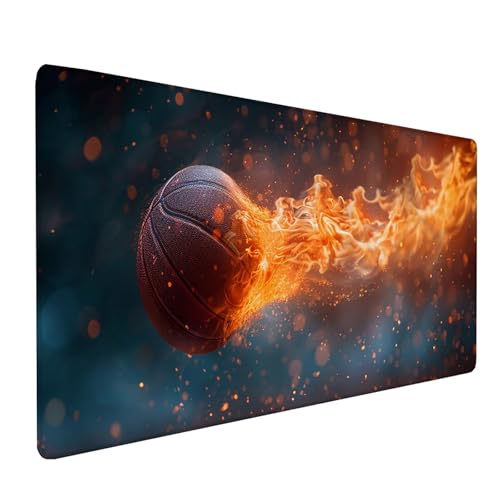 Rot Mousepad XXL 900x400 mm, Basketball Mousepad Gaming, Schreibtischunterlage mit rutschfeste Gummibasis, Mouse Pad Verbessert Geschwindigkeit und Präzision, Desk Mat für Gaming Zubehör 6-4510 von KUEAJIOU