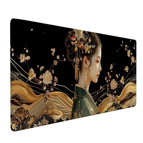Schwarz Mousepad XXL, Frau Mauspad Groß 700x400 mm, Schreibtischunterlage mit Vernähten Kanten, Wasserdicht Rutschfest Spezielle Oberfläche Mouse Pad, Mauspads für Zimmer Deko Gaming Zubehör S-9855 Schwarz Mousepad XXL, Frau Mauspad Groß 700x400 mm, Schreibtischunterlage mit Vernähten Kanten, Wasserdicht Rutschfest Spezielle Oberfläche Mouse Pad, Mauspads für Zimmer Deko Gaming Zubehör S-9855 von KUEAJIOU