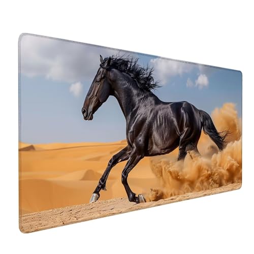 Schwarz Mousepad XXL 1200x600 mm, Pferd Mousepad Gaming, Schreibtischunterlage mit rutschfeste Gummibasis, Mouse Pad Verbessert Geschwindigkeit und Präzision, Desk Mat für Gaming Zubehör C-4175 von KUEAJIOU