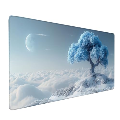 Weiß Mousepad XXL 1200x600 mm, Baum Mousepad Gaming, Schreibtischunterlage mit Rutschfeste Gummibasis, Mouse Pad Verbessert Geschwindigkeit und Präzision, Desk Mat für Gaming Zubehör, Geschenke K-3012 von KUEAJIOU