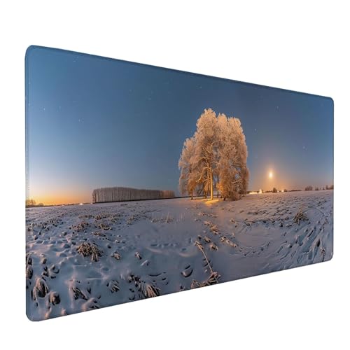 Weiß Mousepad XXL 700x400 mm, Schnee Mousepad Gaming, Schreibtischunterlage mit rutschfeste Gummibasis, Mouse Pad Verbessert Geschwindigkeit und Präzision, Desk Mat für Gaming Zubehör 2-4750 von KUEAJIOU