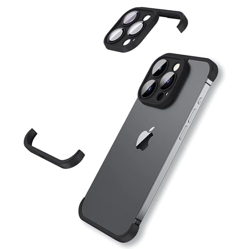 KUGEW Rahmenlose Schutzhülle für iPhone 16 Pro, mit Kameraobjektivschutz, schlanke Passform, keine Rückseite, kein Rahmen, TPU-Stoßfänger, kompatibel mit MagSafe, hervorragende Wärmeableitung, von KUGEW
