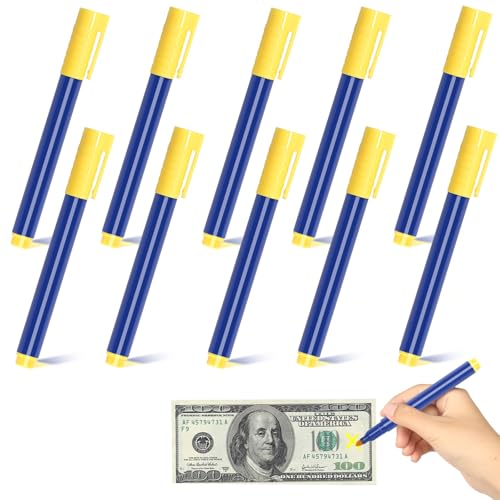 10 Stück Geldscheinprüfer Stift, Falschgeld Stift Geldprüfstift Euro, Falschgeld Checker Stifte Falschgeld Prüfstift Banknotenprüfstift für Echtheitsprüfung Verschiedener Banknoten von KUHAWL