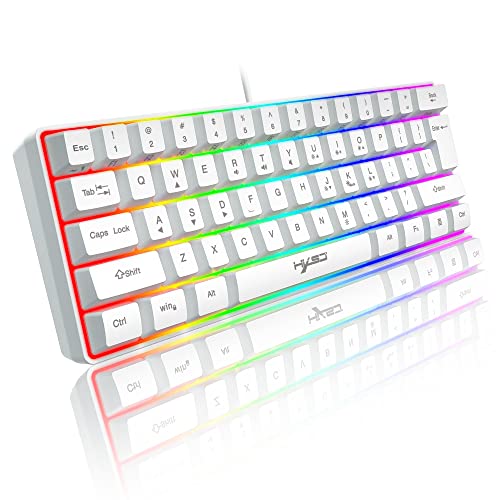 60% kabelgebundene RGB-Gaming-Tastatur, 61 Tasten kompakte tragbare Mini-Tastatur mit 11 Chroma RGB-Hintergrundbeleuchtung, ABS Floating Keycap, Full Anti-Ghosting, USBGame Mechanische Tastatur Weiß von KUIYN