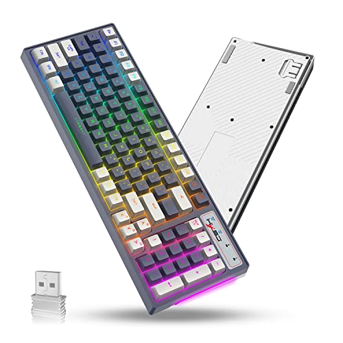 KUIYN 2.4g. Kabellos Gaming-Tastatur. 12 RGB-LED-Lichtwirkung Full 96 Key Anti-Ghosting 2000 mah. 20h Akkulaufzeit. Typ-C-Ladekabel Zweifarbige Injektion Für Win7 / Win10 / Win11 / Mac OS / PS4 von KUIYN