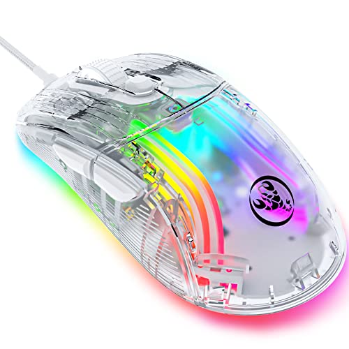 KUIYN 383 PRO X400 Transparente Maus, Ultraleichte kabelgebundene Gaming-Maus, Kristall-Maus, 13 RGB-Hintergrundbeleuchtung, 6 einstellbare DPI 12800 Marco Program Maus, USB optisches Modell Aerox von KUIYN