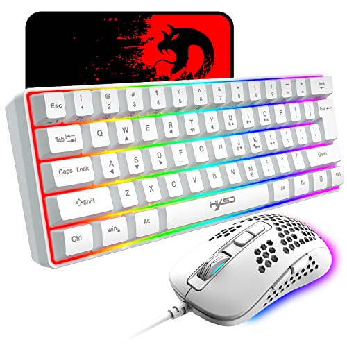 KUIYN 60% kabelgebundene RGB-Gaming-Tastatur, 61-Tasten-Minitastatur mit 11 RGB-Chroma-Hintergrundbeleuchtung, schwebende ABS-Tastenkappen, vollständige Anti-Ghosting-Tasten, mechanische USB-Tastatur von KUIYN