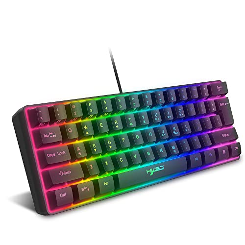 KUIYN 60% kabelgebundene RGB-Gaming-Tastatur, 61-Tasten-Minitastatur mit 11 RGB-Chroma-Hintergrundbeleuchtung, schwebende ABS-Tastenkappen, vollständige Anti-Ghosting-Tasten, mechanische USB-Tastatur von KUIYN