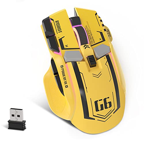 KUIYN G6 Tri-Mode-Maus, kabelgebundene 2,4-G-Bluetooth-Maus Typ C mit 11 RGB-Hintergrundbeleuchtung, mechanische Gaming-Maus mit 10 Tasten und Feuertaste, Einstellbarer DPI, Windows KUIYN G6 Tri-Mode-Maus, kabelgebundene 2,4-G-Bluetooth-Maus Typ C mit 11 RGB-Hintergrundbeleuchtung, mechanische Gaming-Maus mit 10 Tasten und Feuertaste, Einstellbarer DPI, Windows von KUIYN
