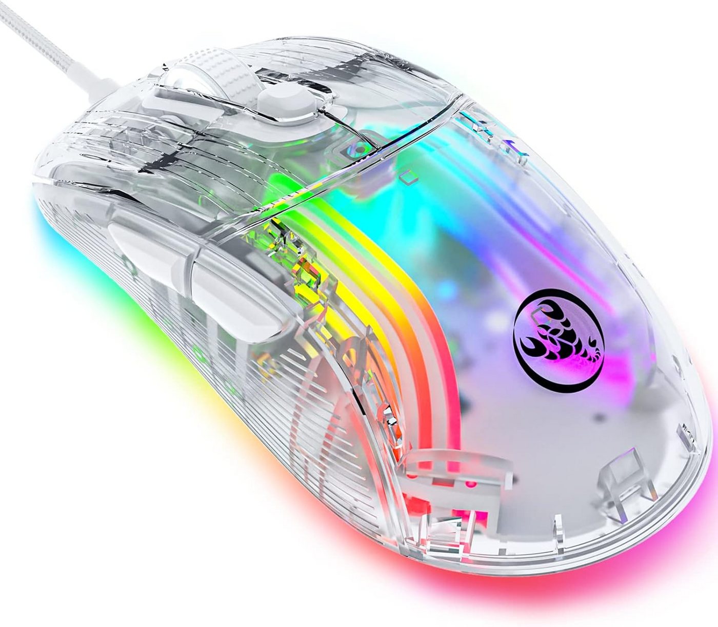 KUIYN Ultraleichte mit 13RGB-Hintergrundbeleuchtung,6 einstellbare DPI 12800 Gaming-Maus (kabelgebunden, Ergonomisch Design hautfreundliche Materialien langanhaltenden Komfort) von KUIYN