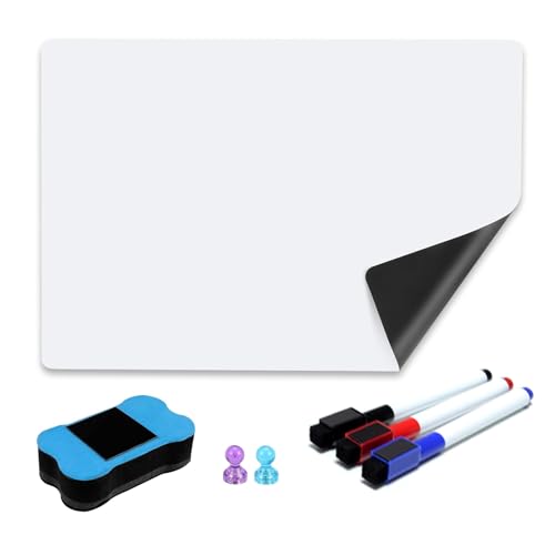 A3 Whiteboard Folie Magnetisch, DIY Magnetisches Whiteboard, Flexibler Magnetfolie Weiß für Büro Schule Zuhause Küche von KUIZHEN