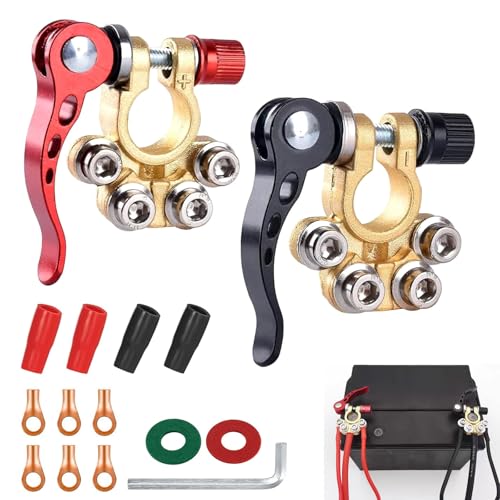 Batterieklemmenverbinder, 4-Wege-12-V-Schnellspanner-Batterieklemmen, Autobatterieklemmen, positiv negativ, Autobatteriestecker für LKW, Busse, Wohnmobil, Wohnwagen, 2 Stück von KUIZHEN
